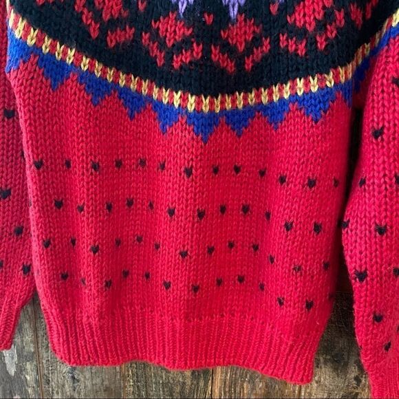 The Weathervane S Purple Red Fabrizio Vtg FairIsles Winter Chunky Knit Sweater - Picture 7 of 9